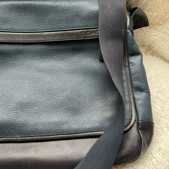 Coach Camden Blue Leather Crossbody Laptop Messenger Map Bag - Picture 5 of 15